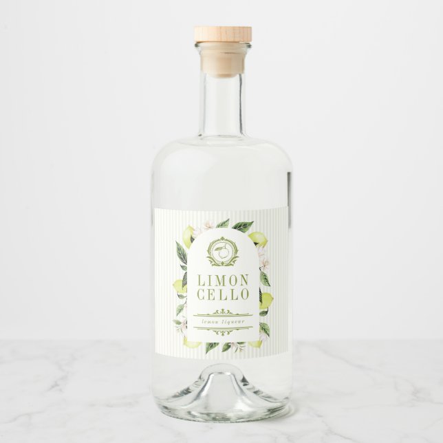 Botaniskt citrondesignad Limoncello  Spritflaskor Etikett (Framsida)