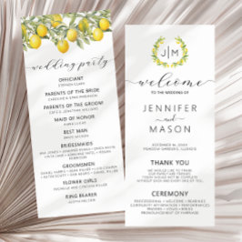 Botaniskt citrus Garden Wedding-program