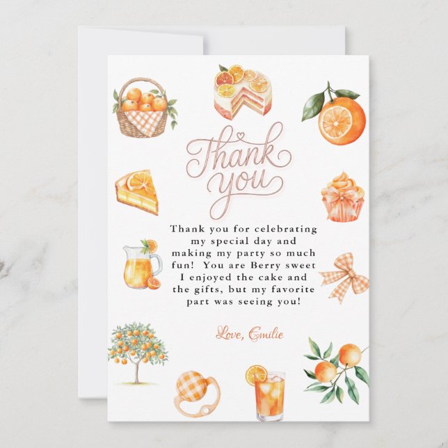 Botaniskt citrus orange Baby Shower Tacksamhetskor Inbjudningar (Framsida)