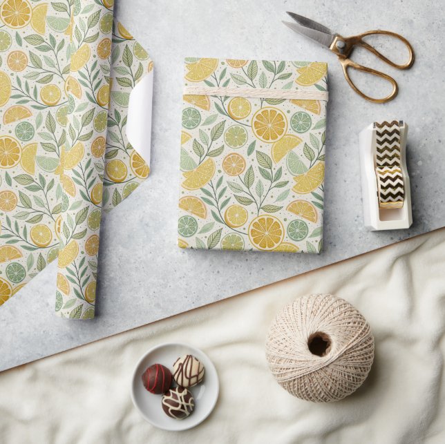 Botaniskt Citrus Skiv Trädgård  Presentpapper (Hantverk)