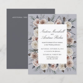 Botaniskt dammigt rosa grått goth romantisk bröllo