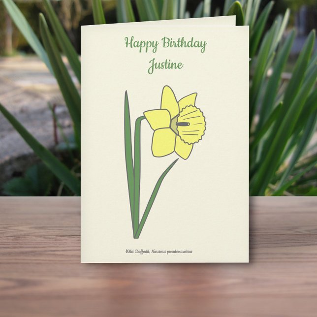 Botaniskt depådil Pastel Flower Birthday Card Kort (Botanical Daffodil Birthday Card )