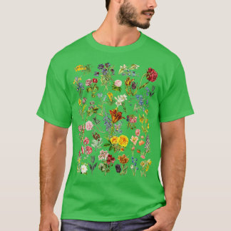 Botaniskt diagram över vintagens nedre Blommigt T Shirt