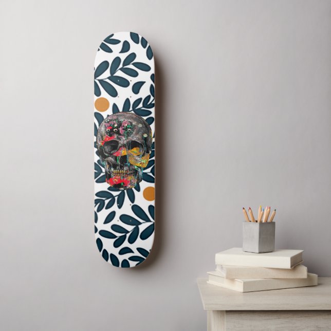 Botaniskt Dödskalle Skateboard Väggkonst (Väggkonst)