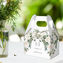 Botaniskt elegance Vit ros Monogram Bröllop Presentaskar