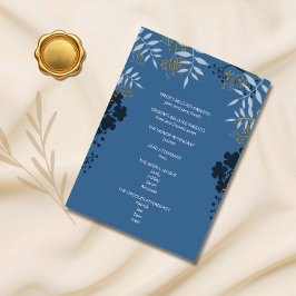 Botaniskt elegant blå ceremoni programkort inbjudningar