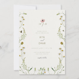 Botaniskt elegant bröllopsinbjudan – Blommig Desi Inbjudningar