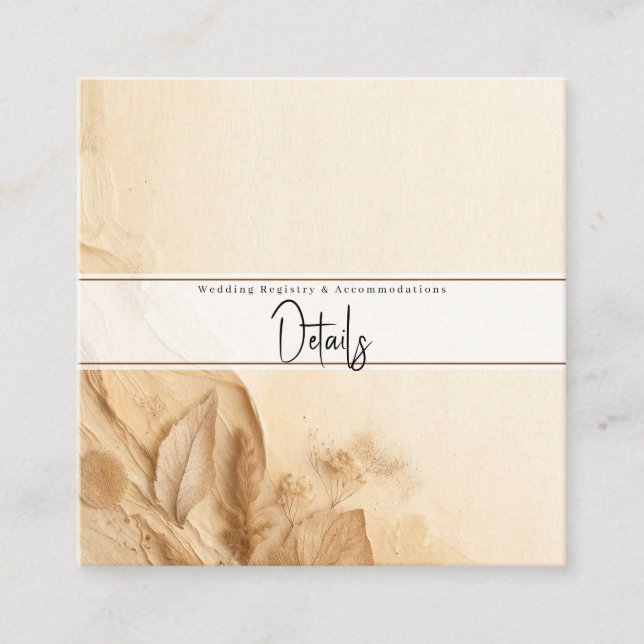 Botaniskt Elfenbenskräm Böhmisk Texturerade Detalj Fyrkantigt Visitkort (Framsida)