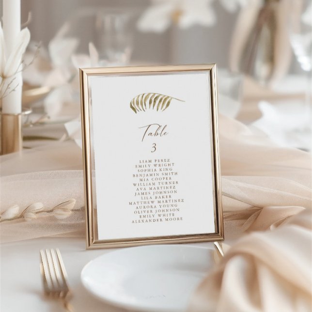 Botaniskt enkelt Bordsnummer-kort för Bröllop (Botanical Simple Wedding Table Number Card)
