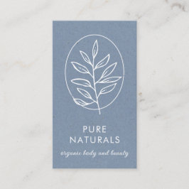 Botaniskt enkelt Neutralt blått i Modern Löv Logot Visitkort