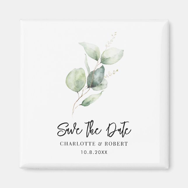 Botaniskt eukalyptus Keepsaké Spara datumet Magnet (Framsidan)