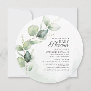 Botaniskt eukalyptus Löv Baby Shower Inbjudningar