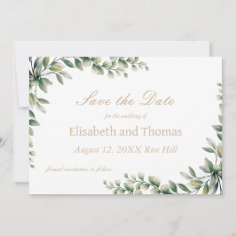 Botaniskt eukalyptus löv sparar datumkortet tack kort