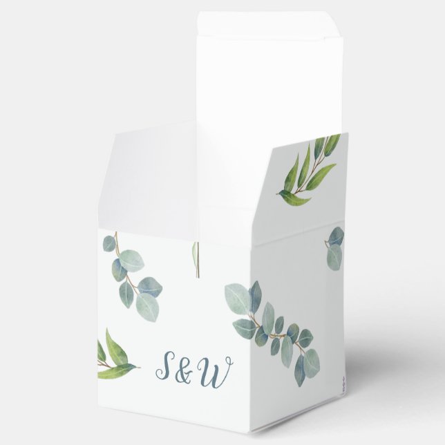 Botaniskt eukalyptus Löv Wedding Favor Box Presentaskar (Öppnad)