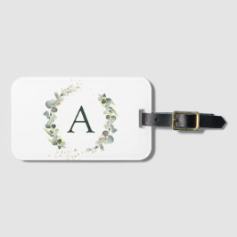 Botaniskt Eukalyptusmonogram Grönska Bröllop Bagagebricka