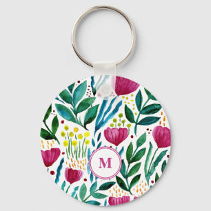 Botaniskt exempel på monogrammets blommigt nyckelring