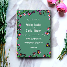 Botaniskt färgstarkt Ro Rustic Blommigt Bröllop Inbjudningar