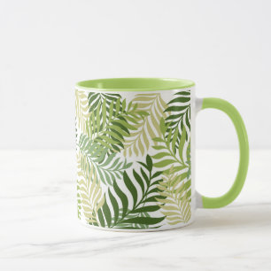 Botaniskt Fern Löv Mönster på vitt Mugg