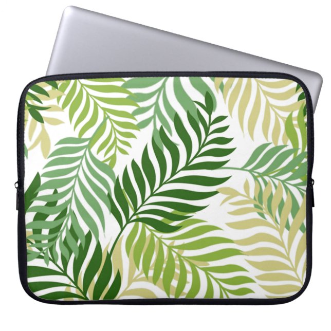 Botaniskt Fern Löv Mönster på White Laptop Sleeve (Framsidan)