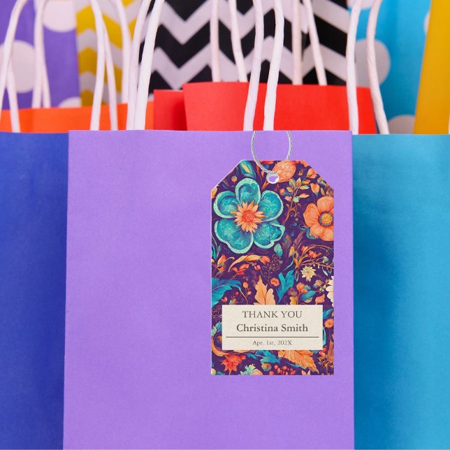 Botaniskt Festive Pension Party Tack Presentetikett (Botanical Festive Retirement Party Thank You Gift Tags)