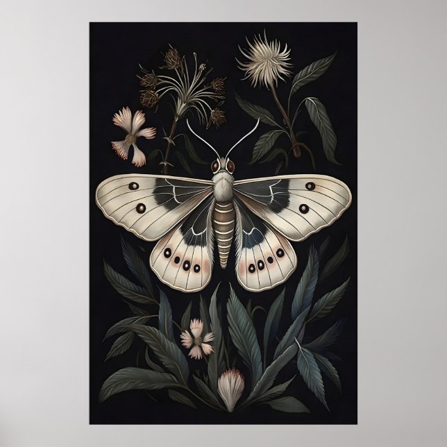 Botaniskt fjärilskonsttryck, Vintage Fjärilposter Poster (Framsidan)