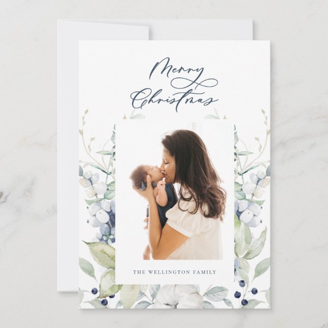 Botaniskt flerfoto av arktiskt vinter julkort (Framsida)