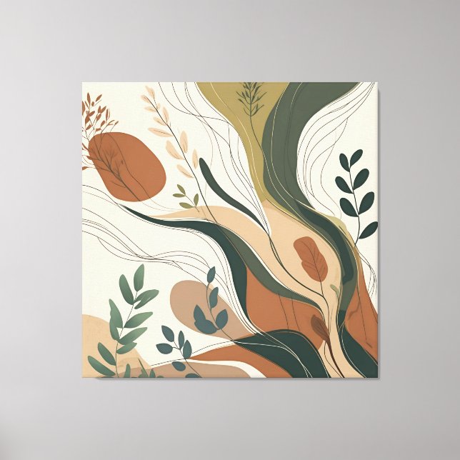 Botaniskt flöde - Abstraktens natur i jordade tone Canvastryck (Framsida)