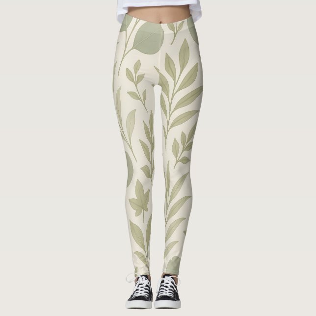 Botaniskt flöde sömlöst mönster | Lyxig Yoga  Leggings (Framsida)