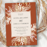 Botaniskt Foliage Terracotta Cream Bröllop Inbjudningar<br><div class="desc">Rikens varma och ärliga bröllopsinbjudan i en duett av teracotta och kräm, för att komplettera ditt bröllop färg tema. En botanisk utformning med inbjudningspanel, med vattenfärgade löv och löv i nyanser av rost cinnamon kräm mandel gult och guld. Elegant, lugn design med modern stil. Bläddra i min butik - samling...</div>