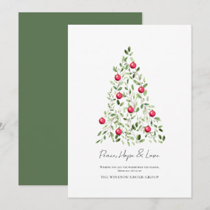 Botaniskt företag i vattenfärg Modern Träd Julkort