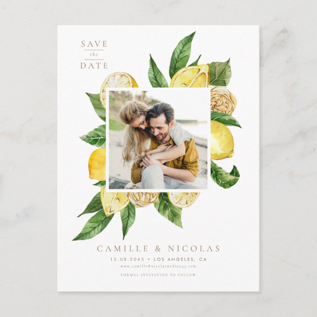 Botaniskt foto av vattenfärg Lemon Ram Meddelande Vykort (Framsida)