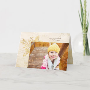 Botaniskt foto elegant Guld jul Helgkort