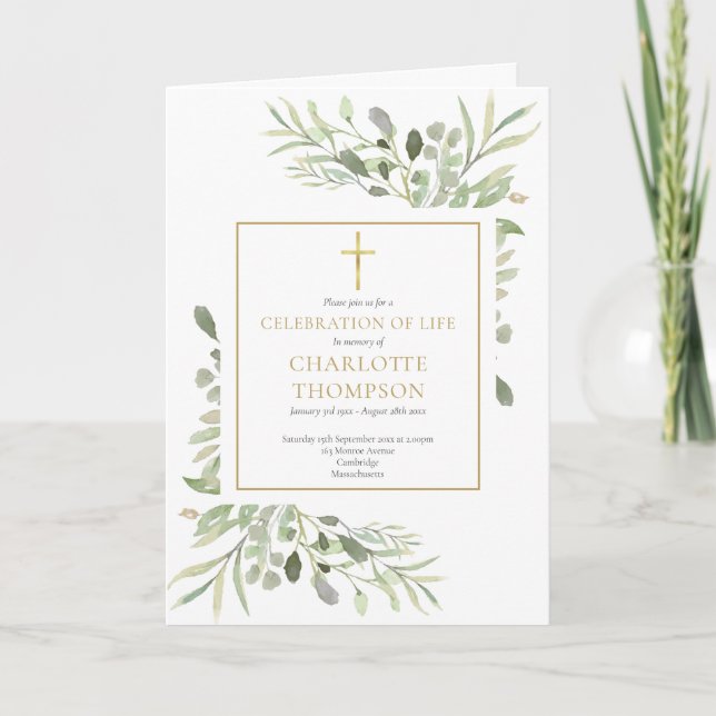 Botaniskt foto Firande av Life Funeral Folded Inbjudan (Framsida)