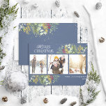 Botaniskt foto från god jul marinblå Guld Julkort<br><div class="desc">Tittar du ett unikt helgdag-kort som ska framträda i verkligen? Ta en titt på vårt botaniska foto-Helgdag i God jul Navy Blue Guld Winter Greenery! Det här vackra kortet innehåller tre av dina favoritfoton, omgivna av festive Red och grönt vintermotiv på marinblå bakgrund. Modern typografi slutför utseendet, skapar det här...</div>