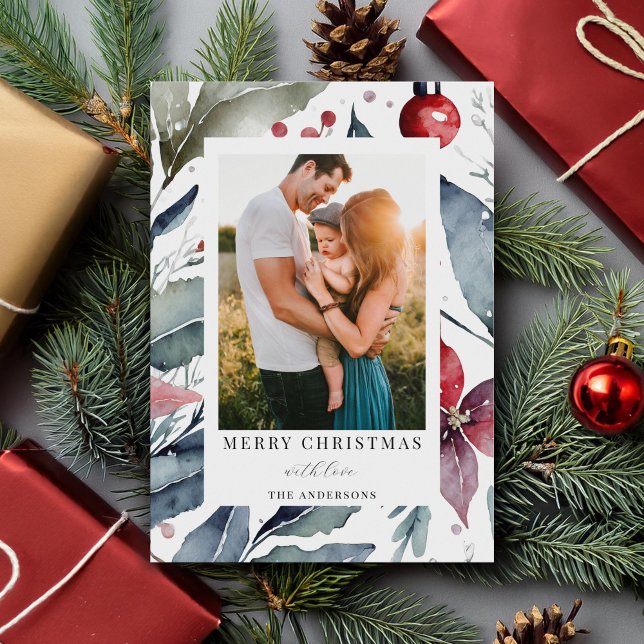 Botaniskt foto i modern Elegant Julkort (Skapare uppladdad)