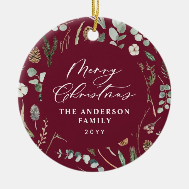 botaniskt foto med minsta möjliga elegant under ju julgransprydnad keramik (Framsidan)