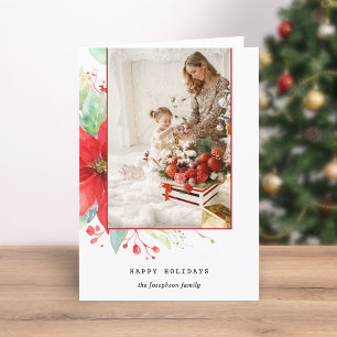 Botaniskt foto med modern vattenfärg jul helgkort