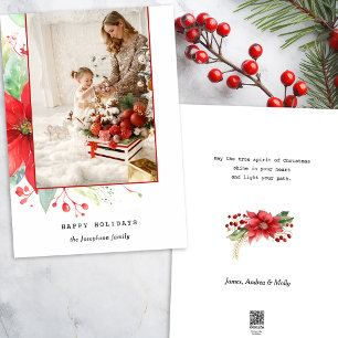 Botaniskt foto med modern vattenfärg jul julkort