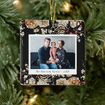 Botaniskt foto-ornament julgransprydnad keramik<br><div class="desc">Botaniskt fotosmycke. Vi firar årstiden med vårt prydnadsföremål från Black Boho botaniska julkort...  Helgdag Card-samlingen. Med plats för två foton,  ett på framsidan och baksidan,  ger den här prydnadsbilden en fin elegans. Anpassa den med omhuldade foton och ge helgdag en speciell beröring.</div>