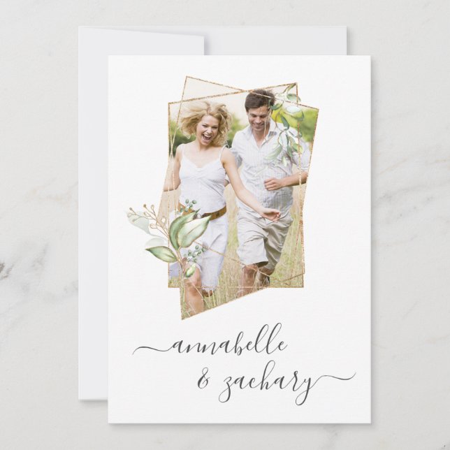 *~* Botaniskt FOTO + OSA + QR AR6 Bröllop Invi Inbjudningar (Framsida)
