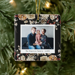 Botaniskt fotoornament julgransprydnad keramik