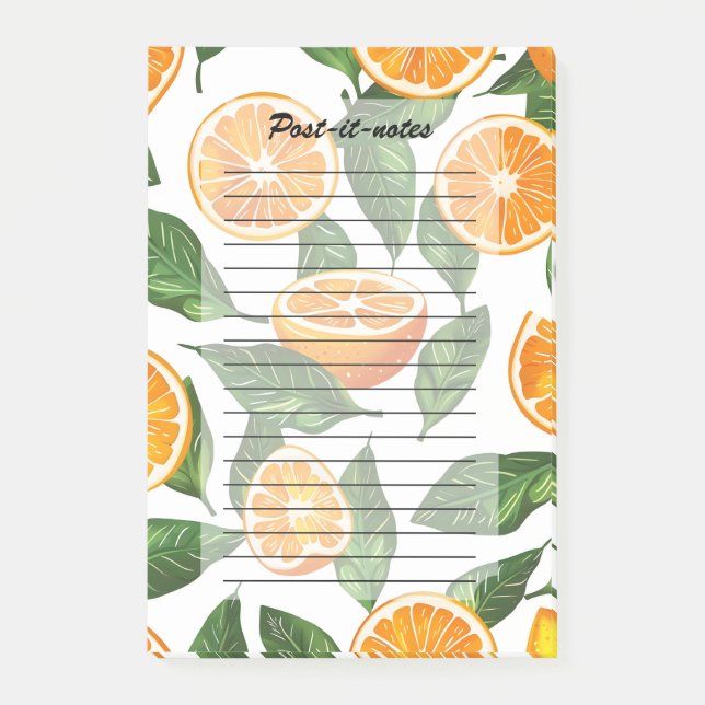 Botaniskt fruktorange Citrus sömlös Post-it Block (Framsida)
