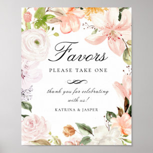 Botaniskt Garden Pastel-Blommigt för Bröllop-tecke Poster