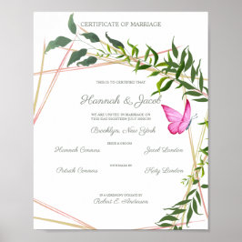 Botaniskt geometriskt med Löv och fjäril Poster