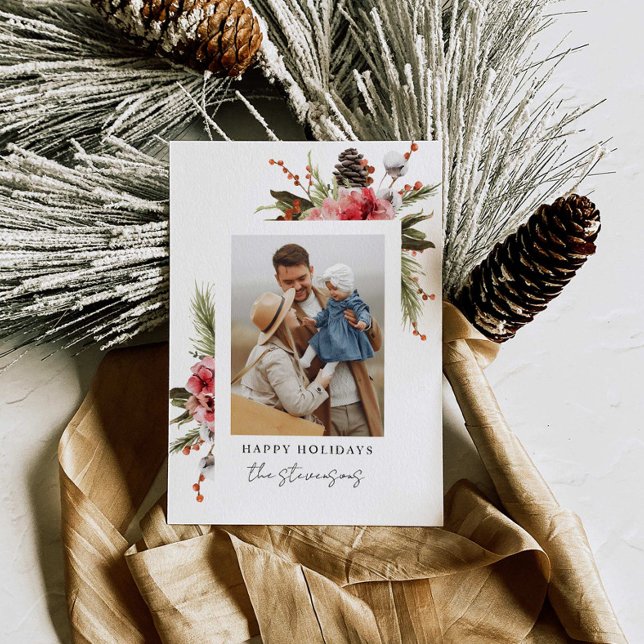 Botaniskt Glad helg Photo Personlig Holida Julkort (Skapare uppladdad)