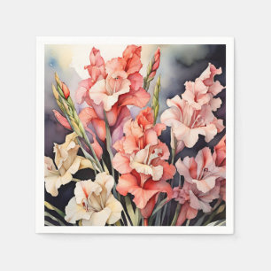 Botaniskt gladiolus i vattenfärg pappersservett