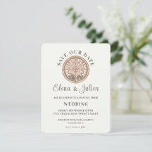 Botaniskt glasmålade bröllop Save The Date