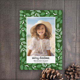 Botaniskt Gräns med Photo Script God jul Julkort