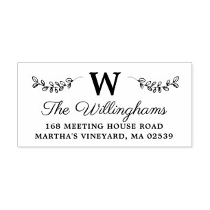 Botaniskt Grenar med Löv Monogram Självfärgande Stämpel