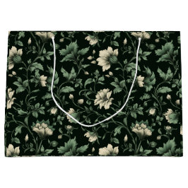 Botaniskt grön blomkräm blommönster